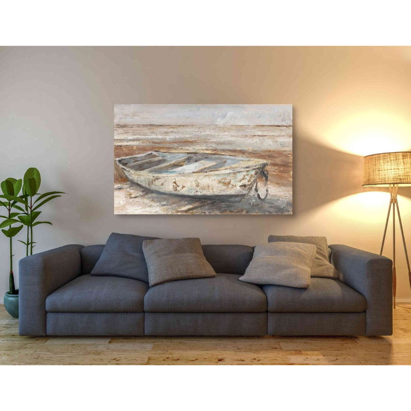 «Weathered Row bateau I» par Ethan Harper, art mural sur toile, H 40 po x l 54 po x P 1,5 po