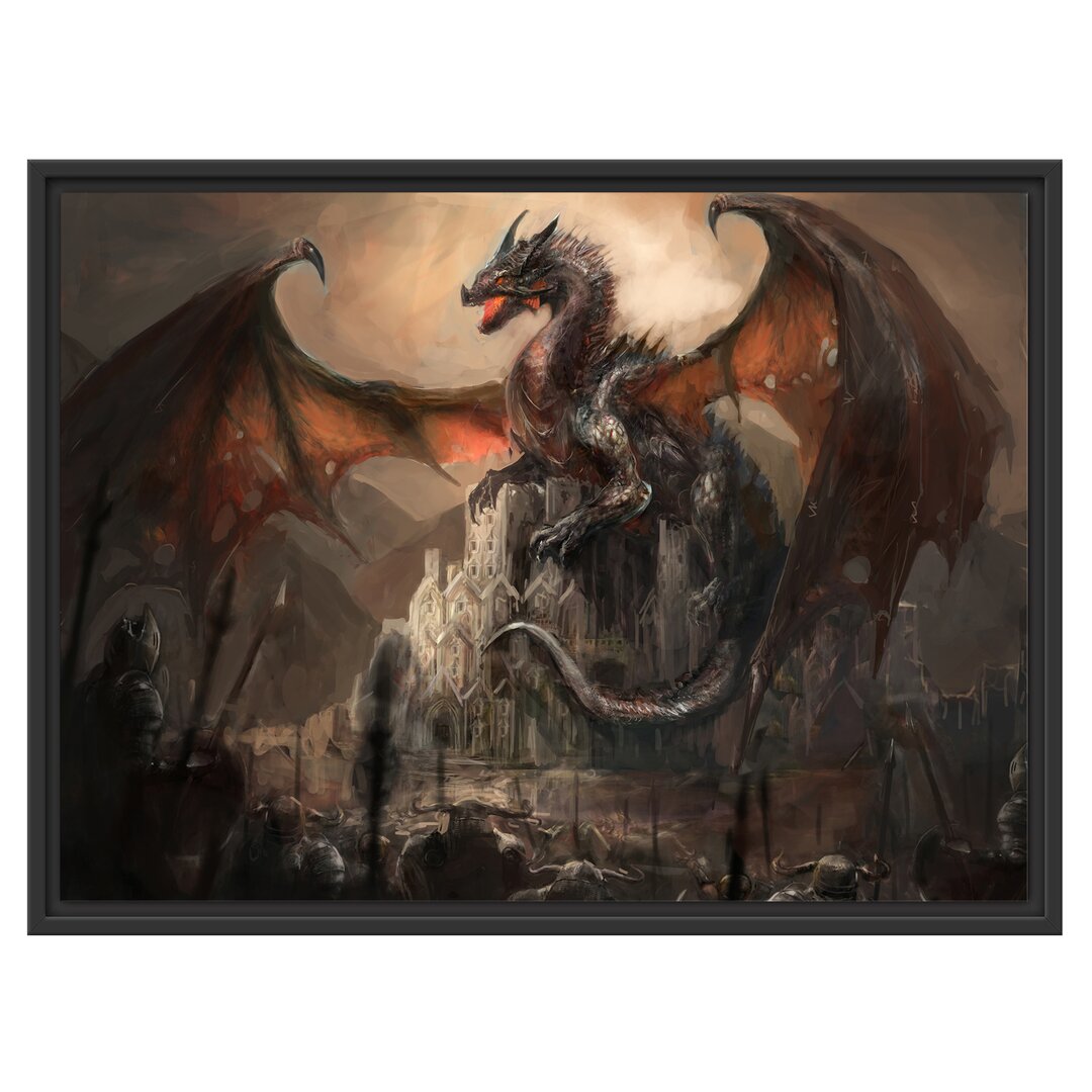 Gerahmtes Poster Dragon Guarding Castle