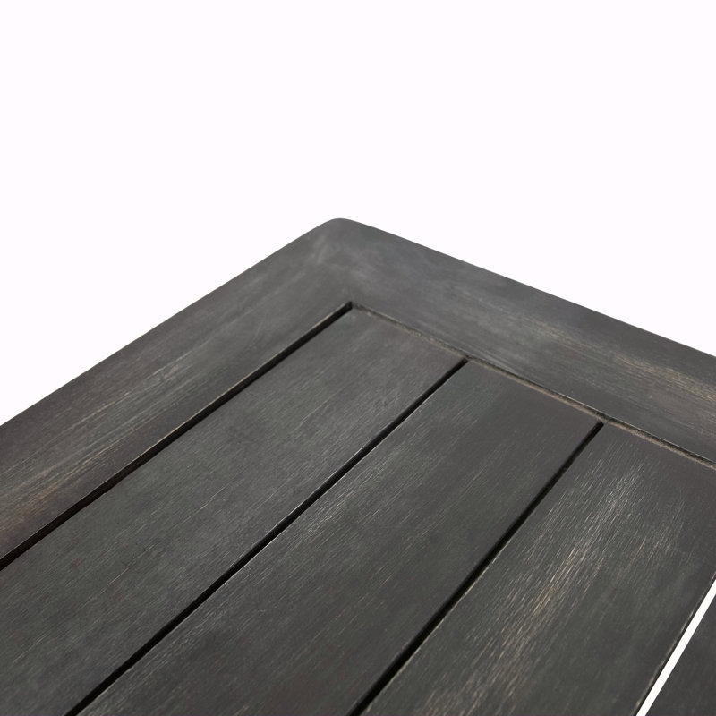 Ensemble de causeuse et table basse en bois d'acacia avec coussins résistants aux intempéries, gris foncé