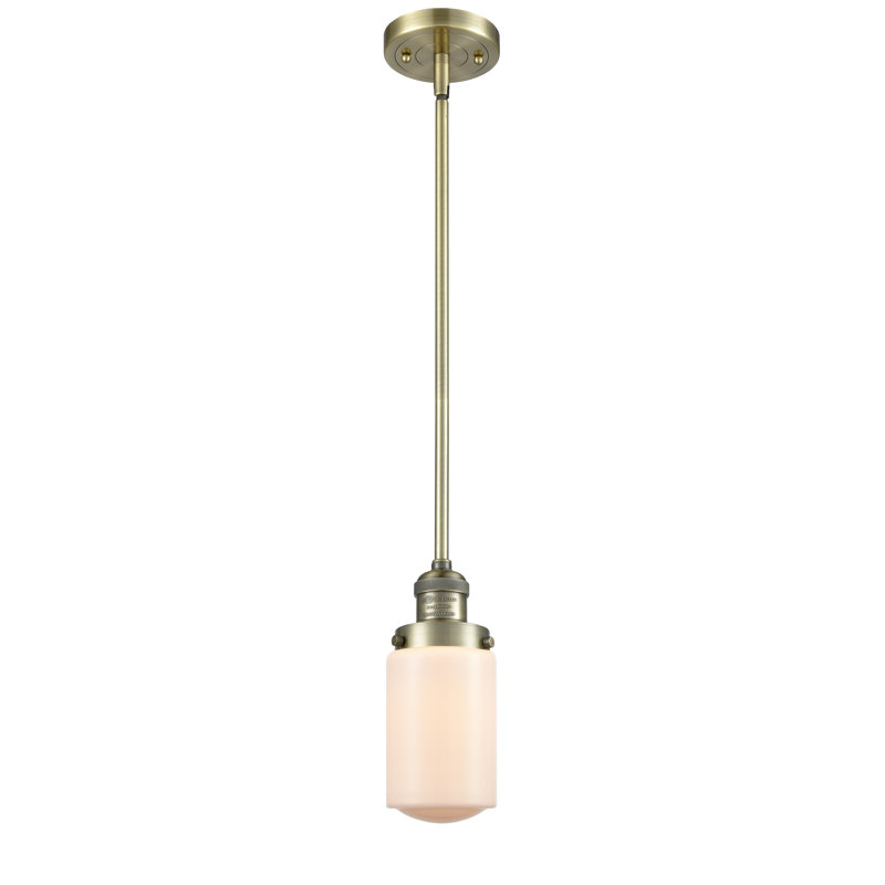Luminaire suspendu simple à 1 lumière Saroyan, Ampoule DEL 6 watts Vinage, Laiton antique, Blanc mat