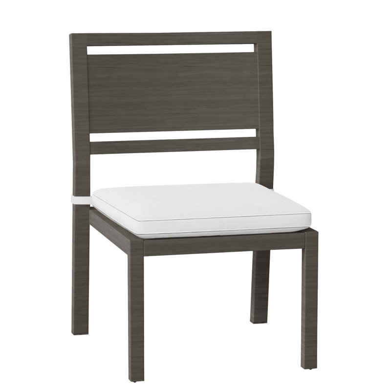 Avondale Patio Dining Side Chair with Cushions, Slate Grey, Welt, Linen Snow