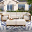 258.064cm Wide U-Shaped Wood Patio Sectional Set with Cushions