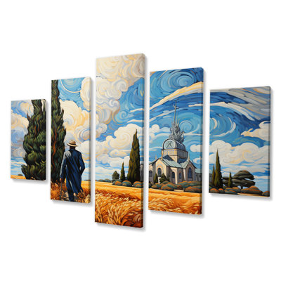 The Wheat Field With Cypresses By Vincent III - Landscapes Wall Decor - 5 Panels -  August Grove®, 93C05C31276040BBA3970A4ECD75C16D