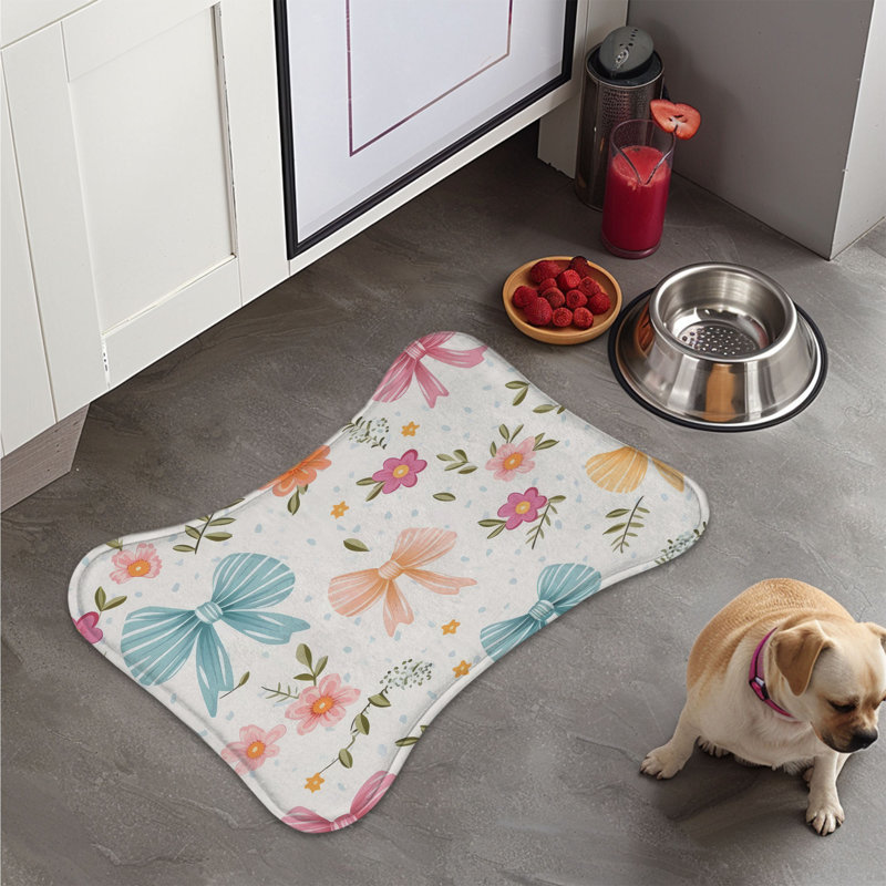 Charming Bows - 1 Piece Bone Shape Feeding Mat