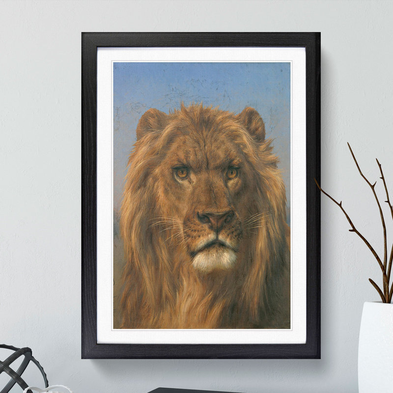 Portrait of a Lion Vol.2 by Rosa Bonheur - Picture Frame Painting, 36cm H x 27cm W x 2cm D, Black Framed