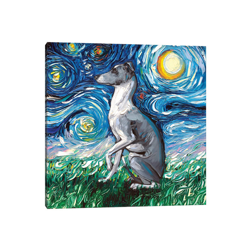 Whippet Night 1 Piece Wrapped Canvas Painting, 30.48 cm H x 30.48 cm W