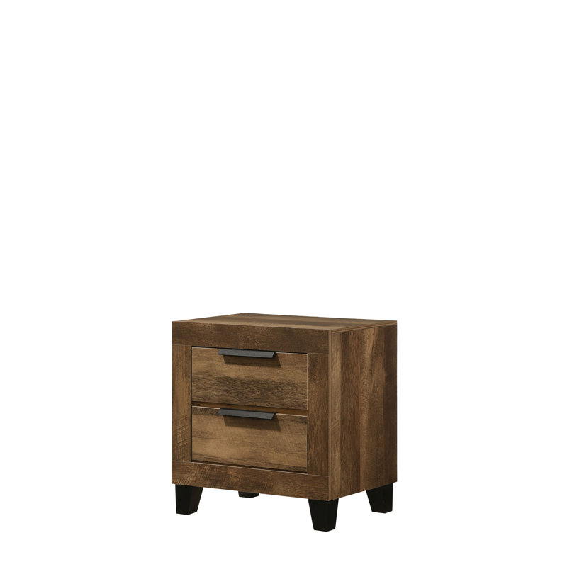 Bari 2-Drawer Nightstand in Rustic Oak