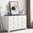 6 Dresser Chest For Bedroom - White With Generous Storage Space In Spacious Rustic Brown Top And Metal Sliding Rails