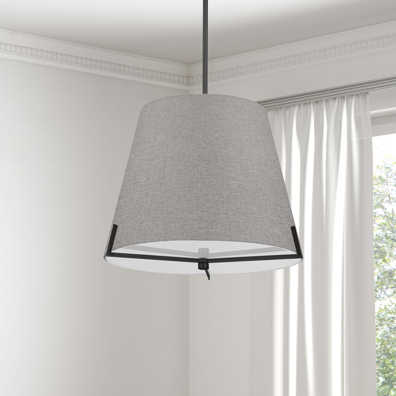 Luminaire suspendu 4 lumières Krisna, H 14,5 po x l 19,25 po x P 19,25 po, gris, Noir mat
