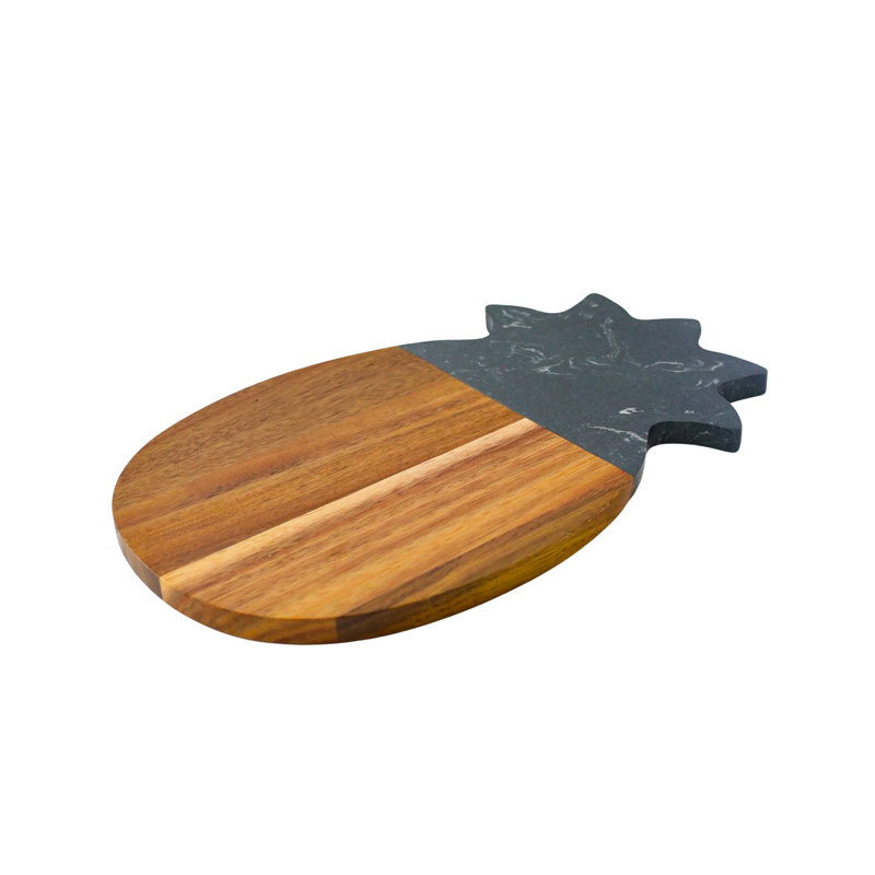 Marble and Acacia Wood Pineapple Board, Black