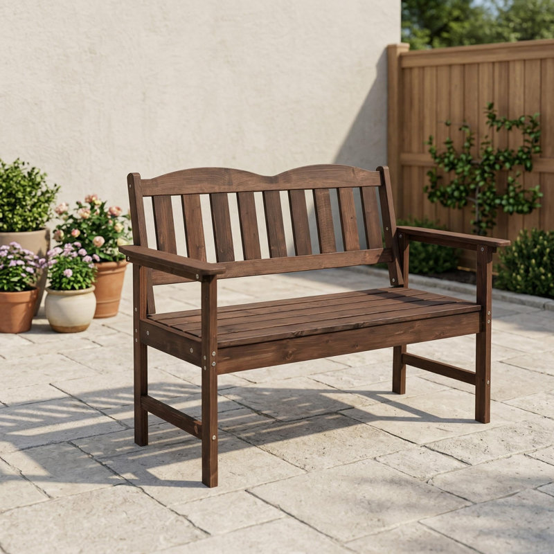 Banc de jardin extérieur pour 2 personnes, Brun