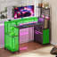 Bureau d'ordinateur de jeu avec lumières DEL, prise de courant, support pour moniteur et tablettes de rangement, poste de travail de jeu moderne-711501704