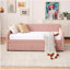 Structure de lit de jour simple rembourrée avec lit gigogne, canapé-lit simple pour chambre à coucher, support à lattes de bois, rose-333323496