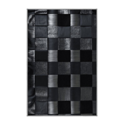 Machine Washable Checkered Gray Area Rug