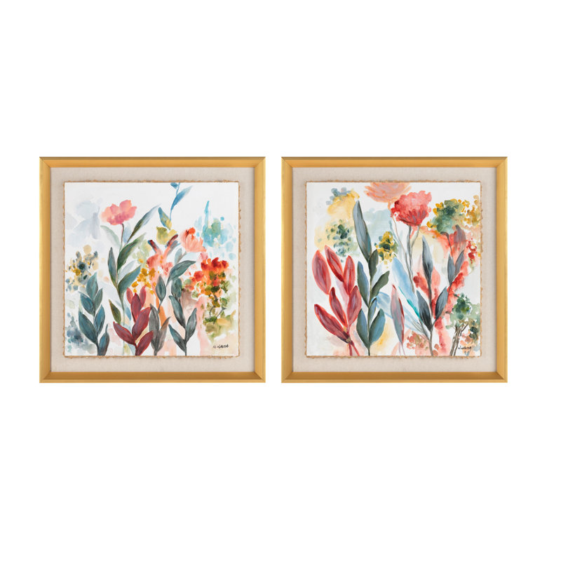 Ensemble de 2 tableaux muraux floraux encadrés Floral Bliss