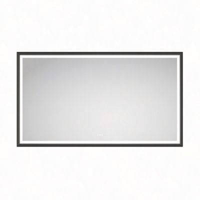 72" W X 48" H Rectangular Framed LED Mirror Anti-Fog Dimmable Wall Mount Bathroom Vanity Mirror HD Wall Mirror Kit