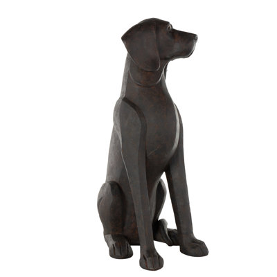 Cole And Grey Resin Sitting Dog Decorative Sculpture With Copper Shadings