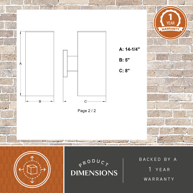 Applique murale d'extérieur en aluminium Édith, H 14,25 po x l 5 po x P 8 po, Bronze profond, Haut / Bas