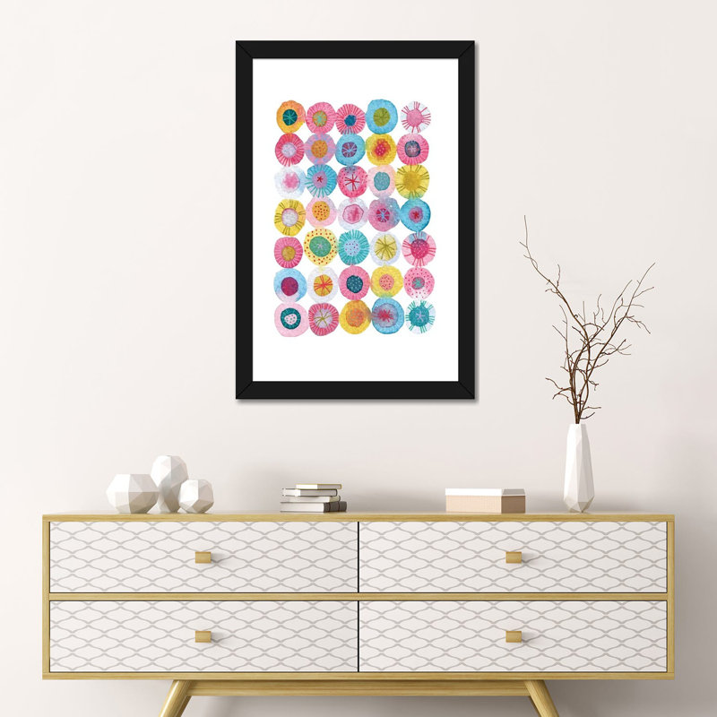 « Fiesta » par Nic squirrell-impression d’art graphique, H 24 po x l 16 po x P 1 po, Papier encadré noir, Blanc
