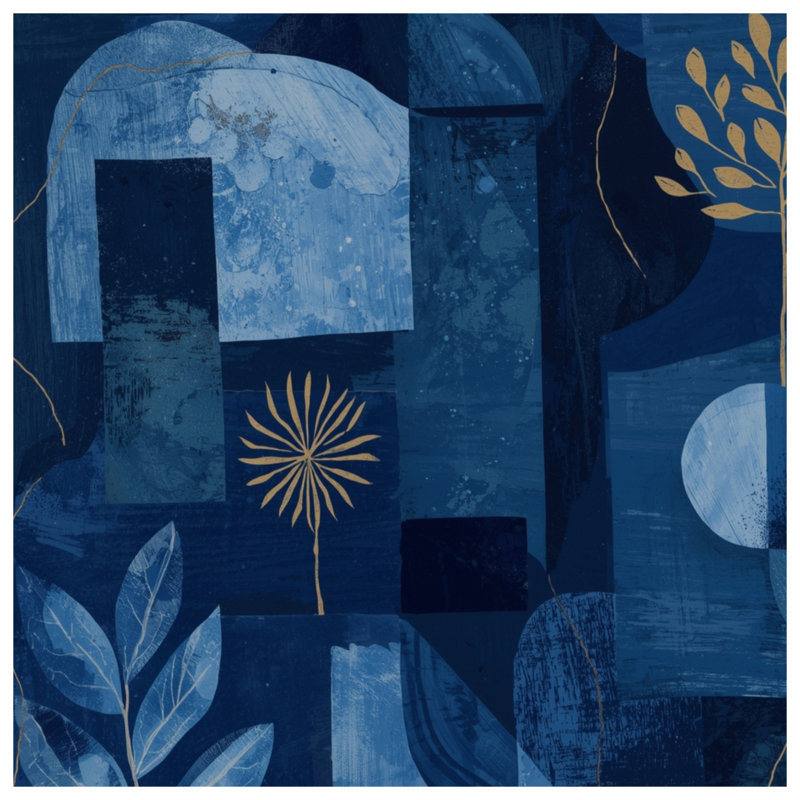 Blue Botanical Abstract Blankets, 60in W x 80in H