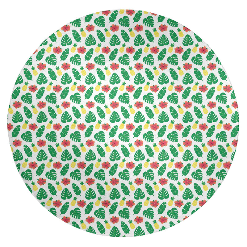 Tapis de l’espace blanc tropical, Rond 5 pi