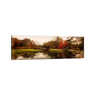 Pond In A PArk, Central PArk, Manhattan, New York City, New York State, USA - Wrapped Canvas Panoramic Print