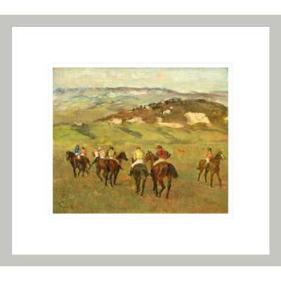 «Jockeys on Horseback avant Distant Hills» par Edgar Degas, impression giclée encadrée