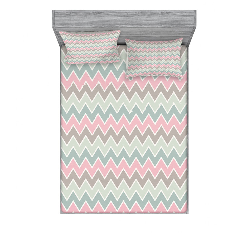 Microfiber Chevron Sheet Set, Queen Sheet Set with Fitted Sheet