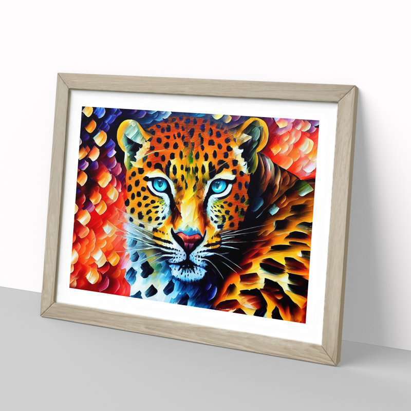 Leopard Vol.1 - Single Picture Frame Print, 25cm H x 34cm W x 2cm D, Oak