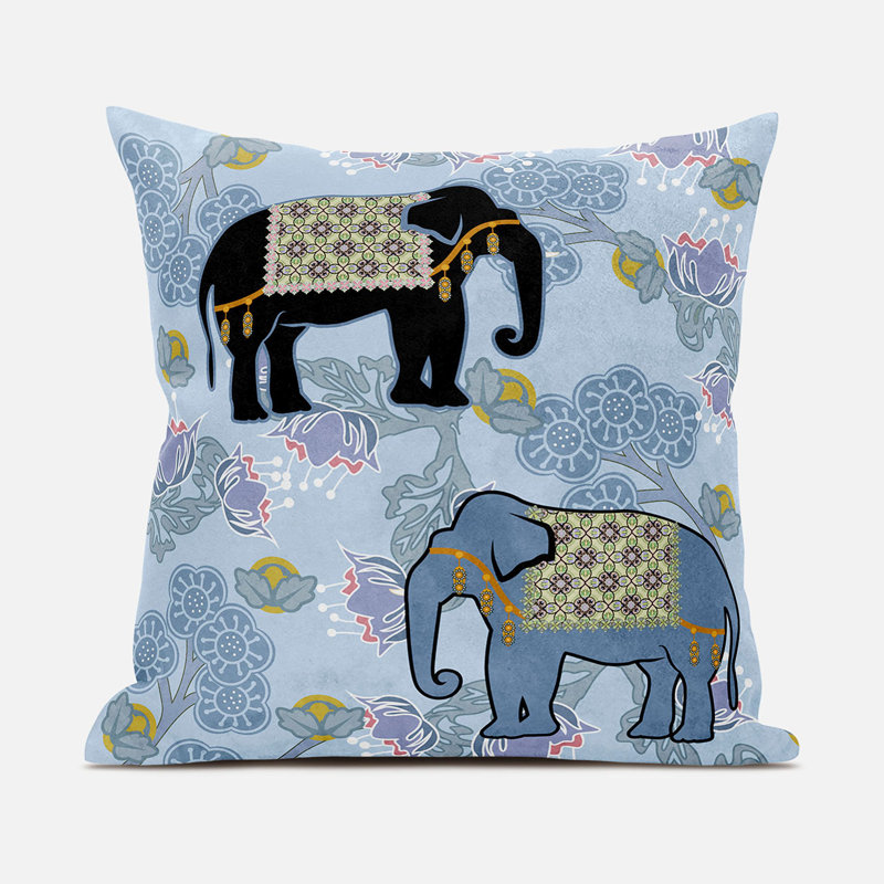Outdoor Reversible Throw Pillow, 16" x 16", Sky Blue/White