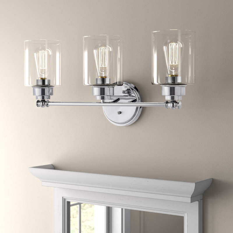 Luminaire de meuble-lavabo de 23 po de largeur KARson - Luminaire de salle de bain chromé 3 lumières Almallah, Chrome, 3
