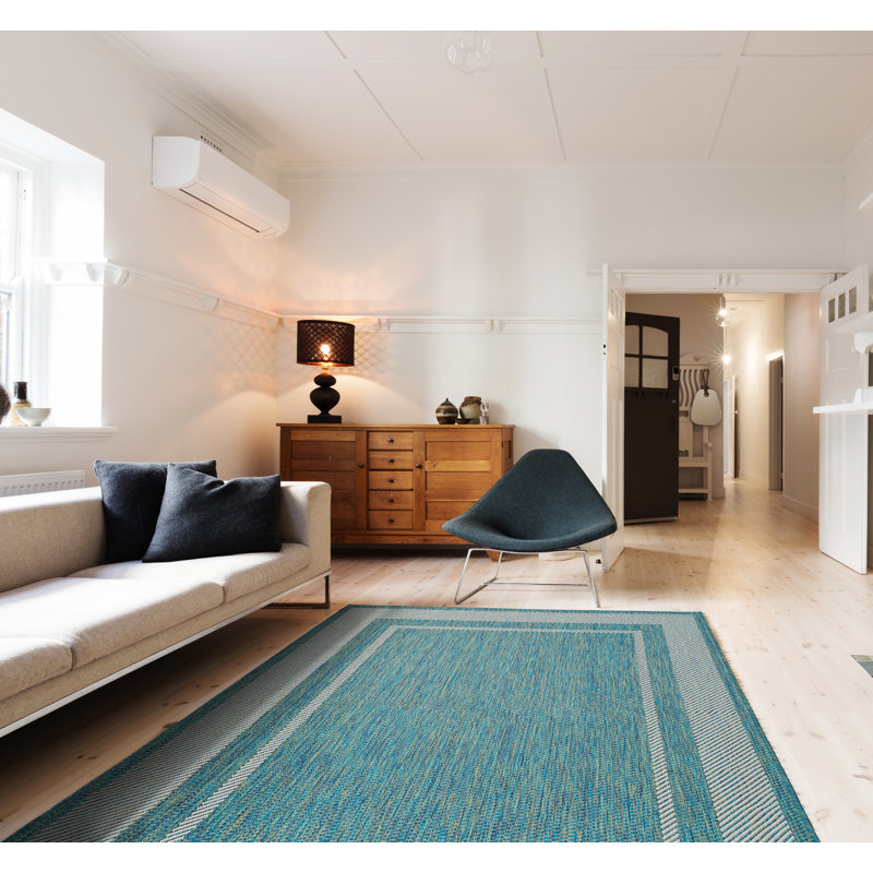 Tapis intérieur / extérieur bleu océan Rioux, Rectangle 5 pi 2 po x 7 pi 6 po