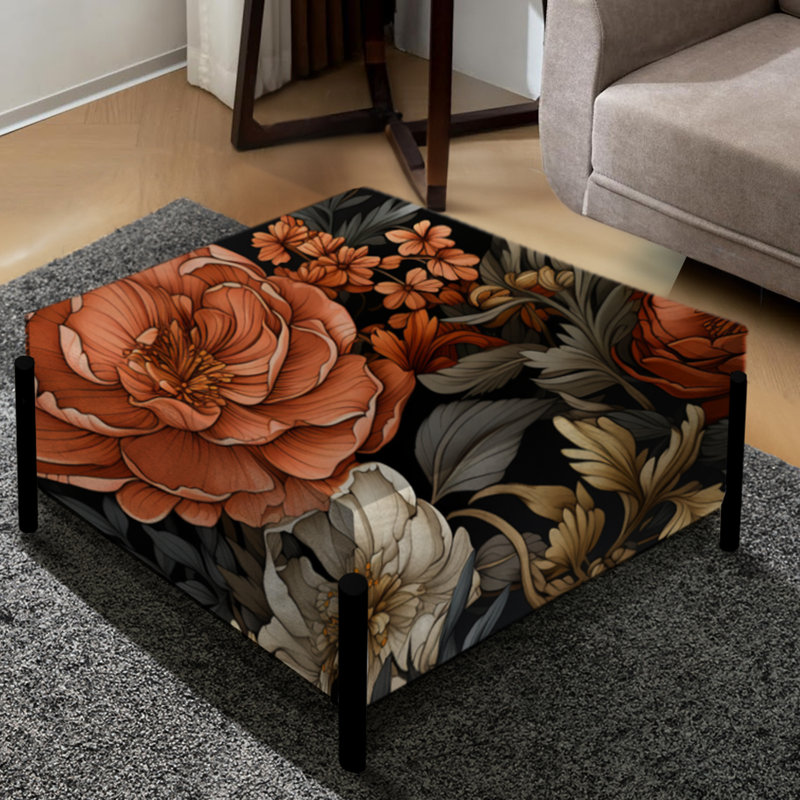 Splendid Marigold Mosaic Collage - Grand repose-pieds carré floral