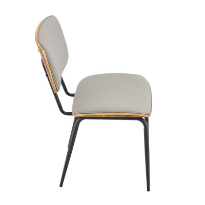 Comfort Dining Chairs Set Of 4, Pu Leather Wood Grain Modern Kitchen