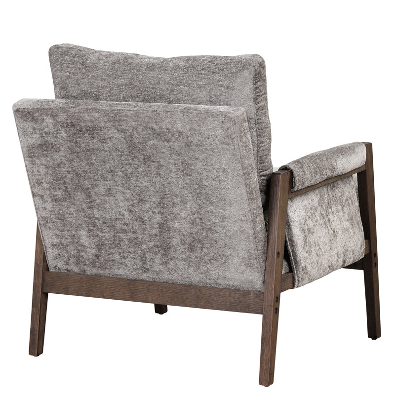 Chaise moderne en velours gris avec siège amovible et confortable pour la chambre à coucher et les loisirs