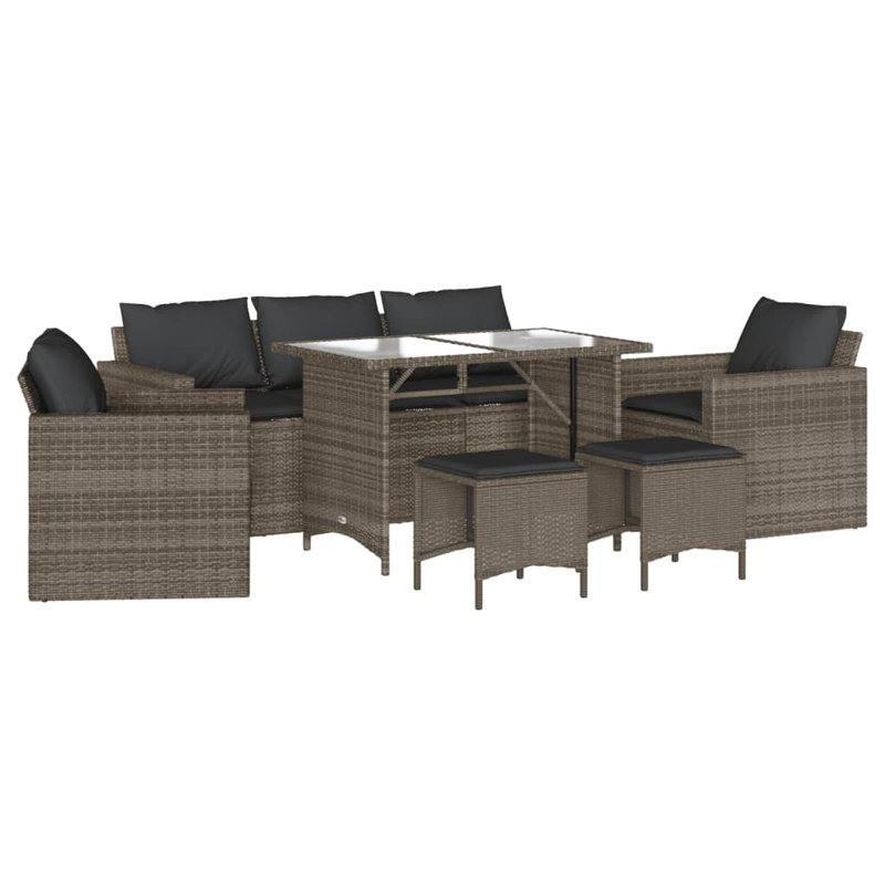 Ensemble de canapé de patio avec coussins 6 pièces Ebern Designs, Noir, noir, noir, noir, Gris foncé