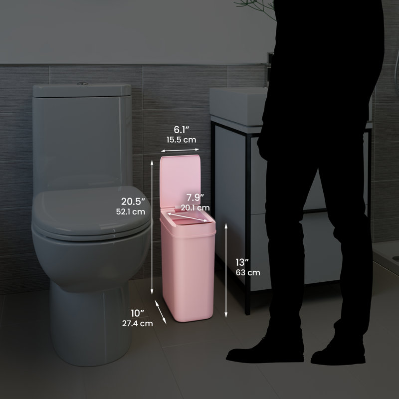 Itouchless 3 Gallon Sensor Bathroom Trash Can, 10 Litre Slim Touchless Small Smart Bedroom Garbage Waste Basket Bin With Motion Lid