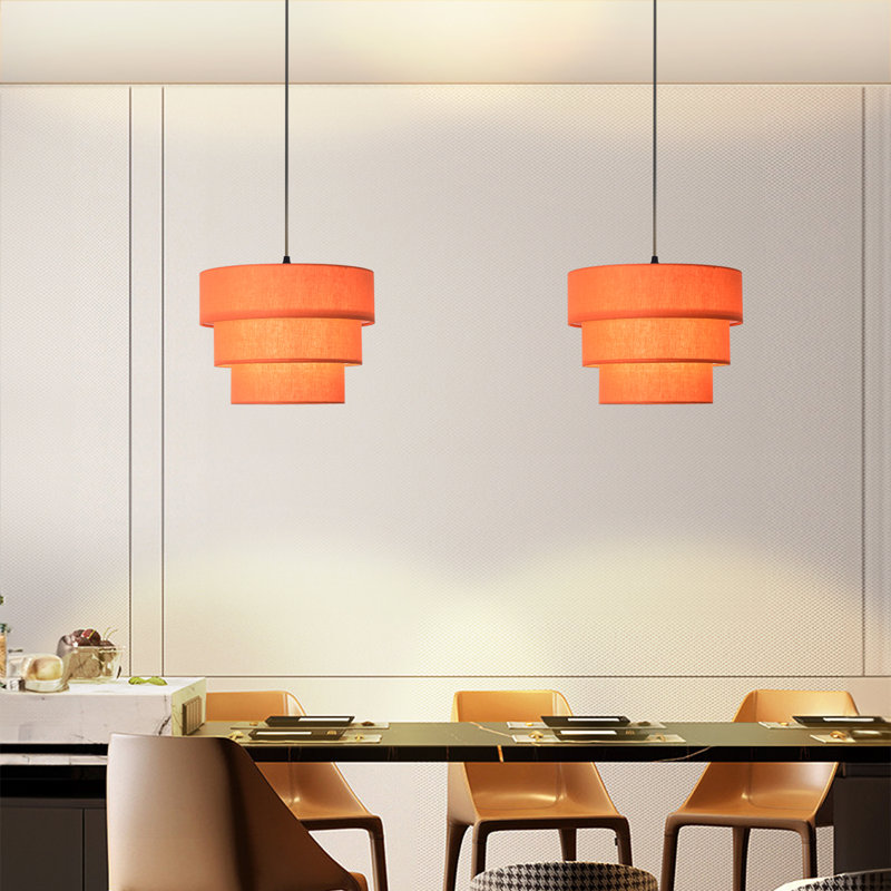 Luminaire suspendu à 3 niveaux Mid-Century orange avec cordon de 16,4 pi, Bronze