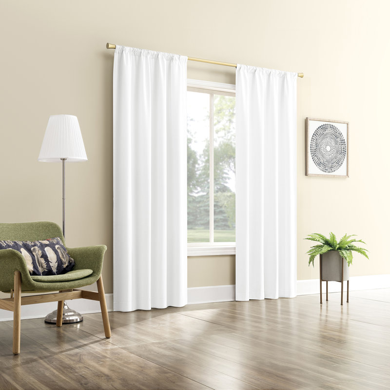 Karina Textured Blackout Rod Pocket Curtain Panel, White, 40" W x 84" L