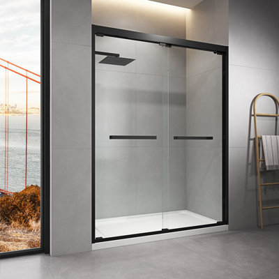 56'' - 59'' W x 76'' H Double Added Framed Shower Door with Clear Glass