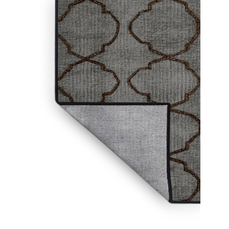 Tapis gris en treillis lavable à la machine, Carré 8 pi