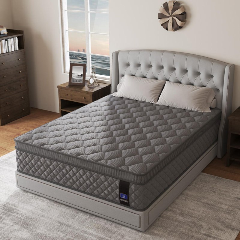 Medium-Firm And Euro Top  Cooling Memory Foam Hybrid Mattress and bed In A Box, Queen, 10"