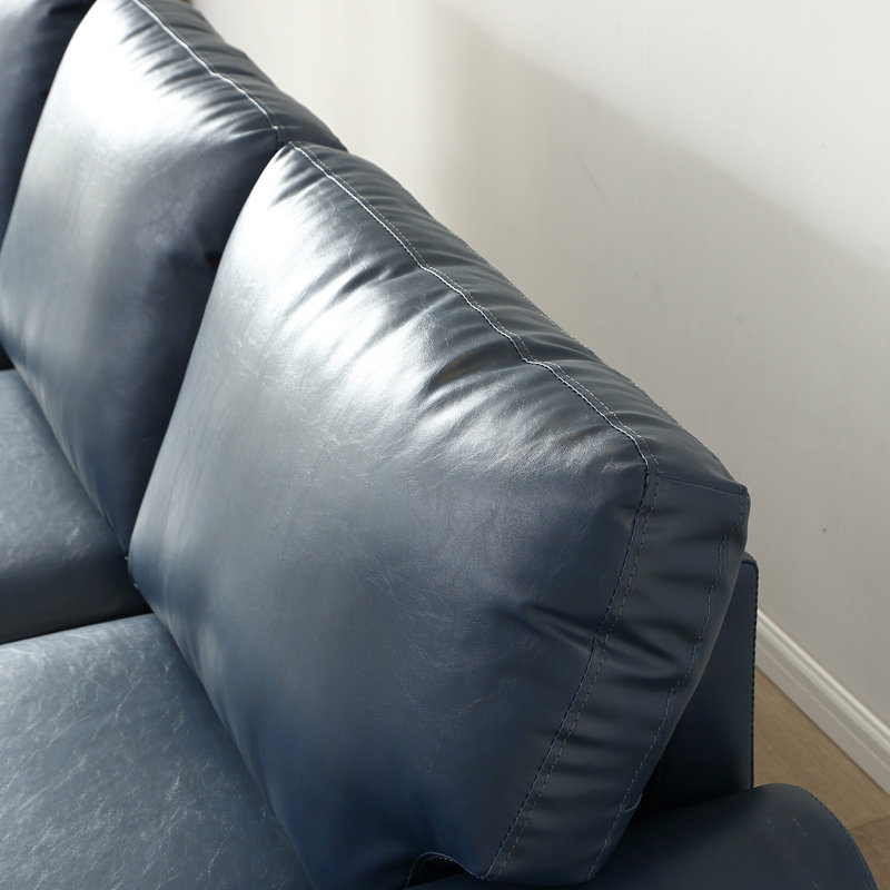 Living Room Sofa Round Arm with Silver Nails Couch, 34.5" H x 59.45" W x 31.89" D, Navy Blue