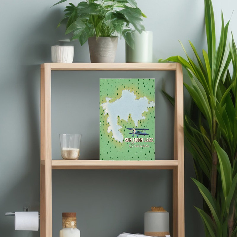 Vintage Sun Moon Lake Travel Retro Vintage Abstract Forest Landscape Wall Art Print, 45.72cm H x 30.48cm W