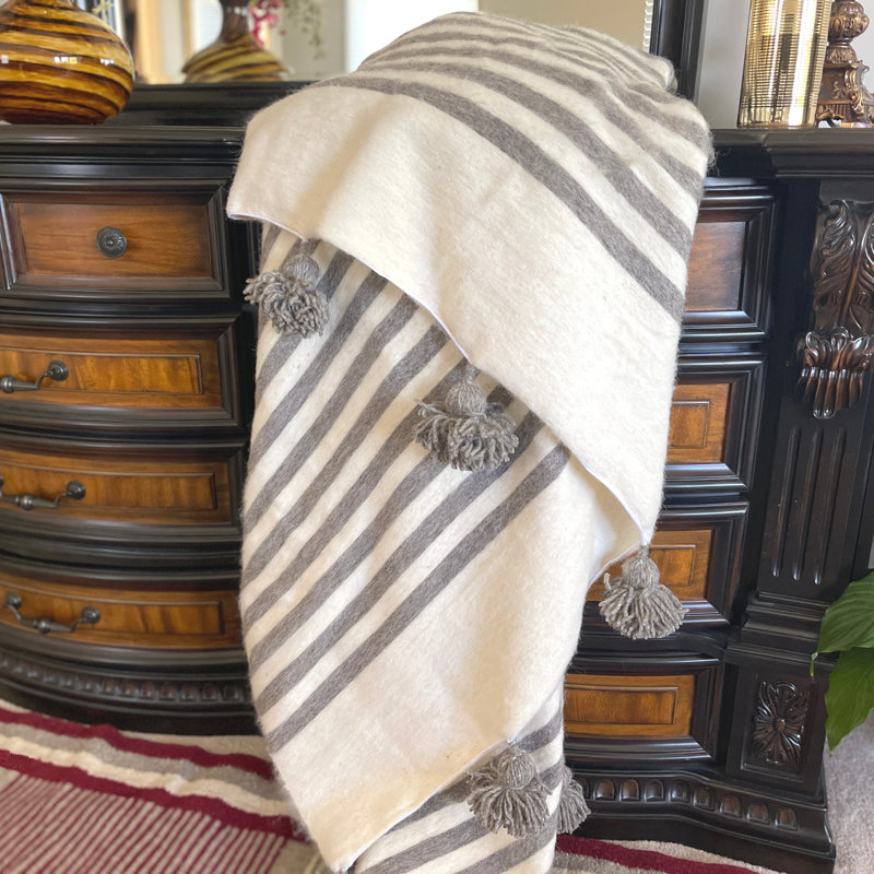 Hand Woven Throw Blanket, Gray