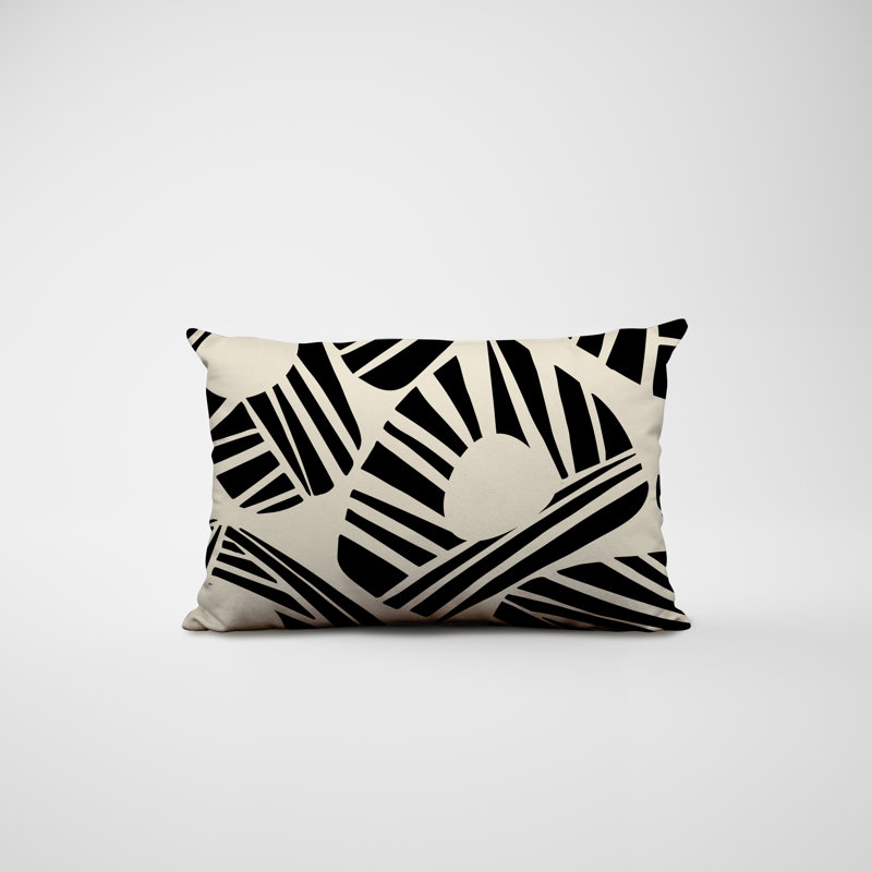 Polyester / Mélange de polyester Housse de coussin rectangulaire intérieure / extérieure lombaire et insert, Noir