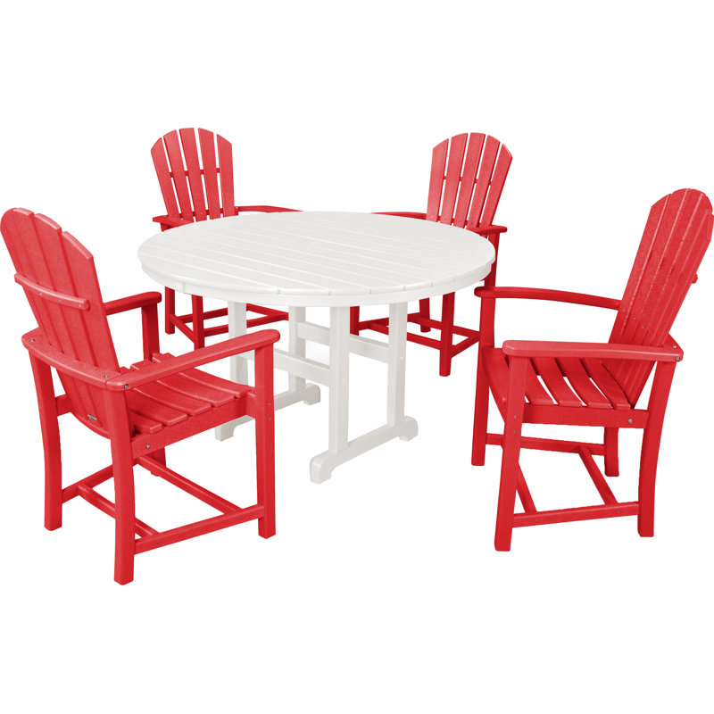 Ensemble repas 5 pièces POLYWOOD Palm Coast, Rouge coucher de soleil et blanc
