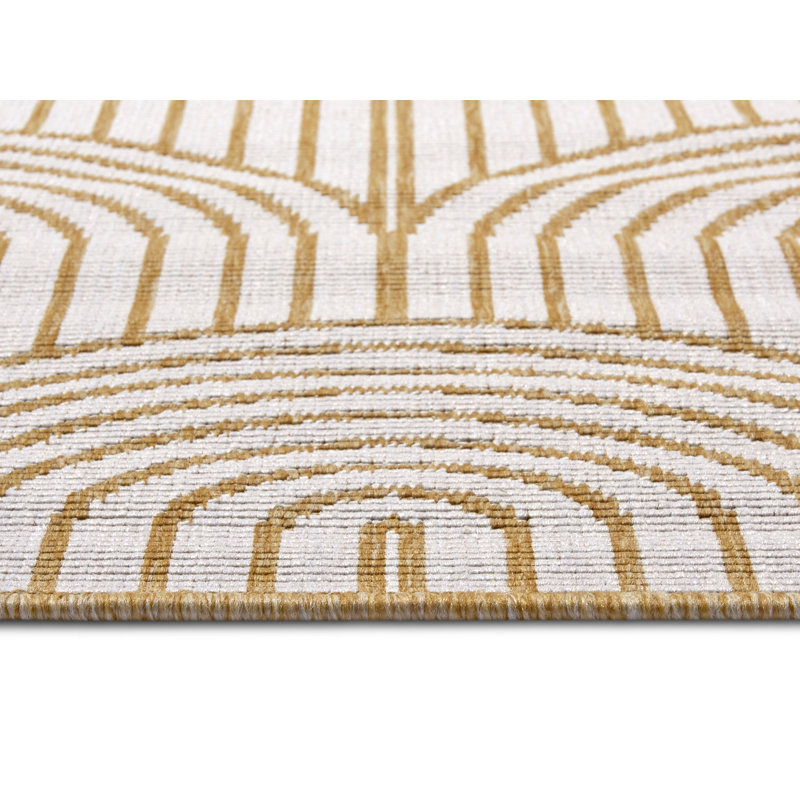 Pangli Machine Woven Ocher/White Indoor/Outdoor Rug, Rectangle 200 x 290cm