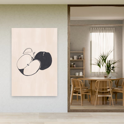 Minimalist Apple Graphic Contemporary Wall Art Print 1 Piece Wrapped Canvas Wall Art