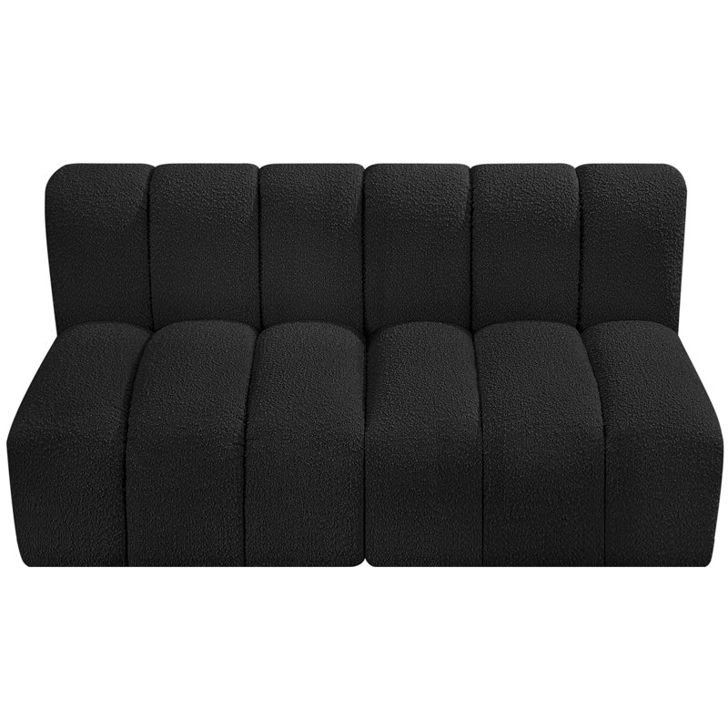 Hiral Upholstered Sectional Reversible, Black Boucle Fabric